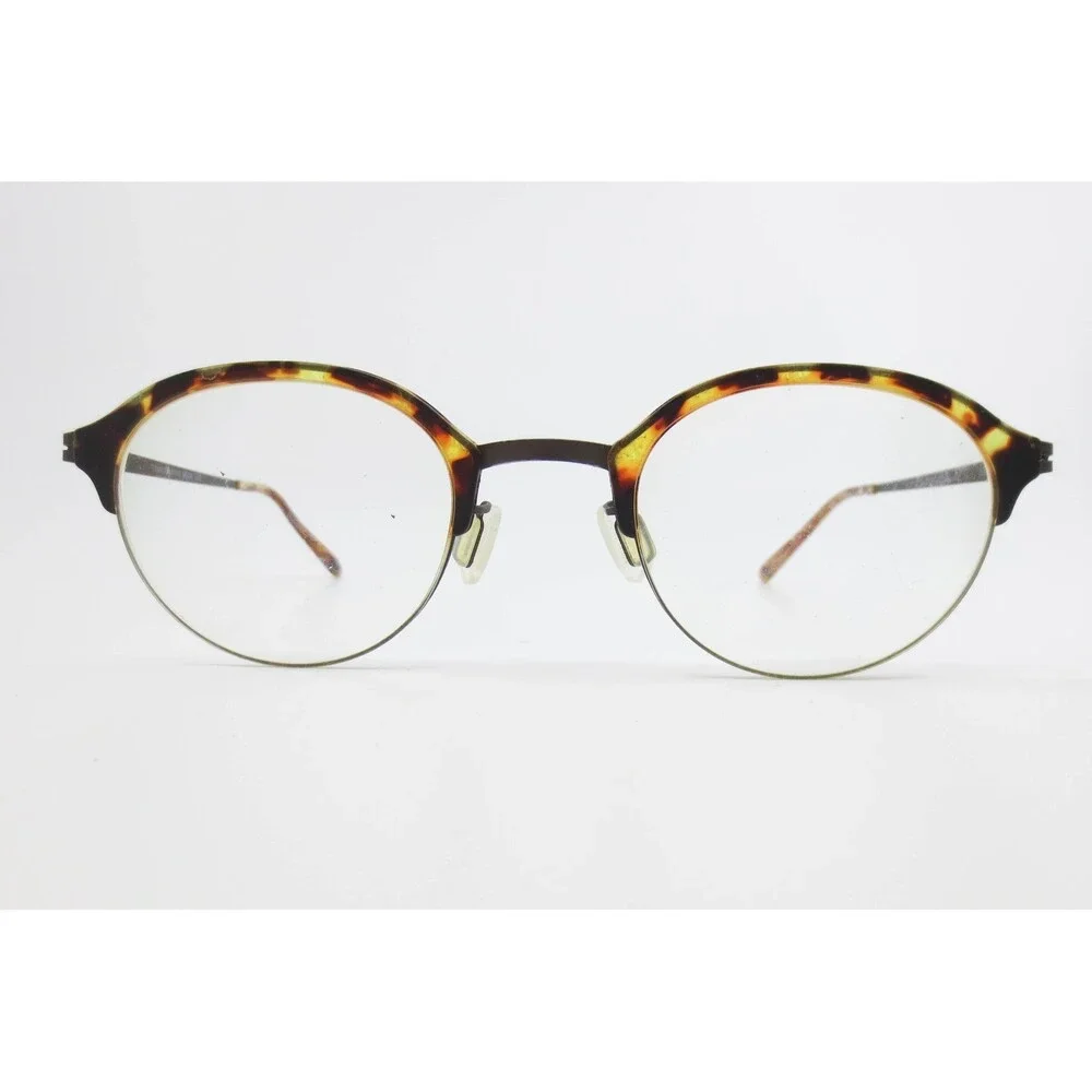 Modo 4059 Titanium Eyeglasses Tortoise Brown Round Semi-Rimless Frames 47-22-140